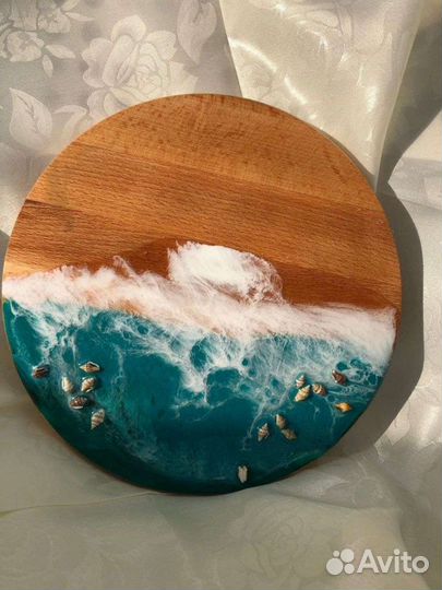 Сервировочная доска, бук, эпоксидная смола