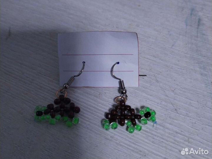 Серёжки черепашка бисер