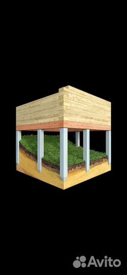 Фундамент дома и бани на забивных жб сваях и винто