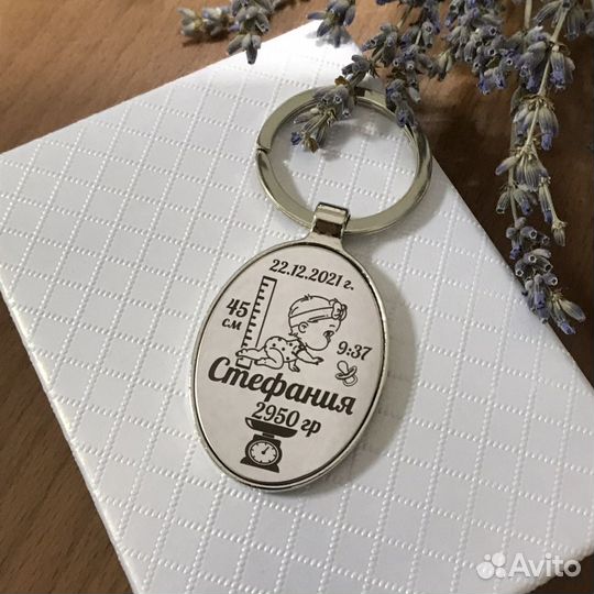 Подарок на рождение ребенка. Брелок - метрика