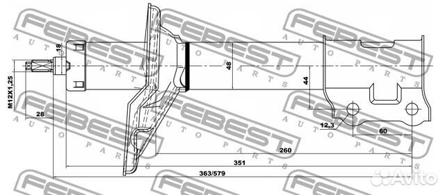 Амортизатор задний левый gas.twin tube