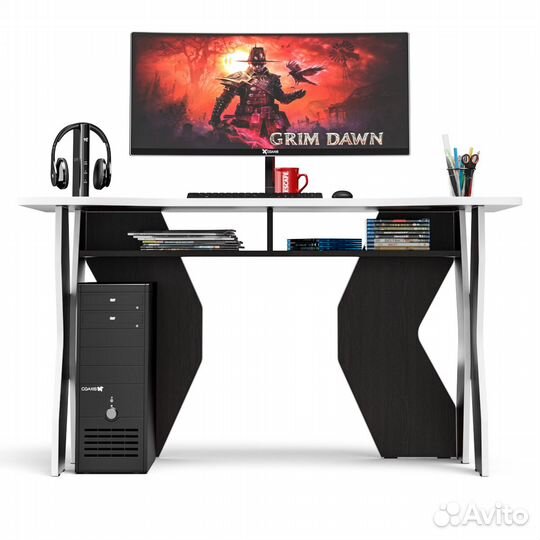 Игровой компьютерный стол Краб-5 цвет венге/кромка белая, шхгхв 140х90х75 см