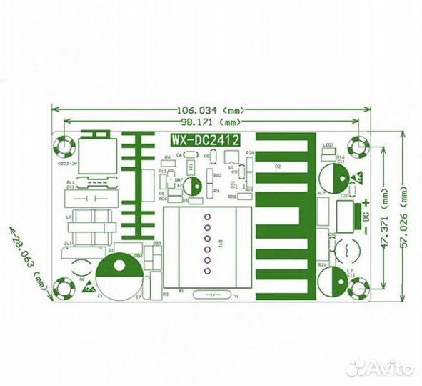 Импульсный AC - DC блок питания WX-DC2412, 24V 4A
