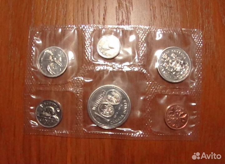 Набор 6 монет Канада 1974 + 1шт доллар 1974серебро