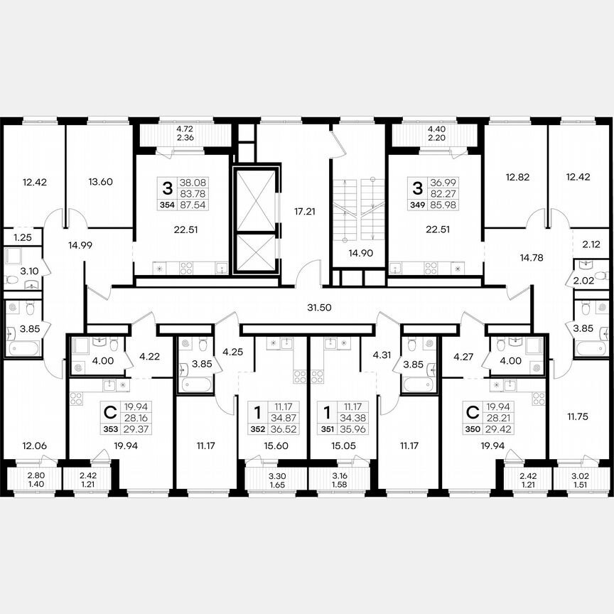 3-к. квартира, 86 м², 14/15 эт.