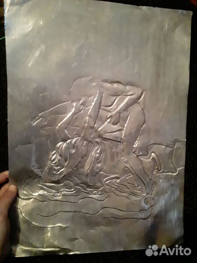 Картина чеканка метал СССР винтаж