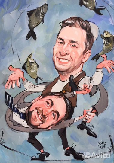 Портреты шаржи по фото