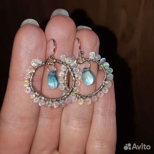 Серьги с натуральным опалом