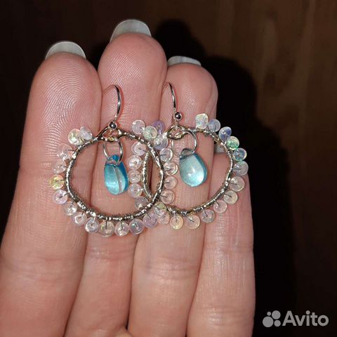 Серьги с натуральным опалом