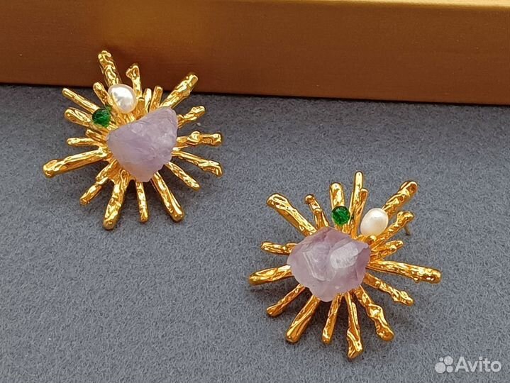 Красивые серьги с аметистом