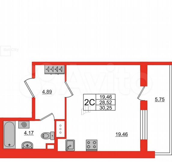 Квартира-студия, 28,5 м², 11/14 эт.