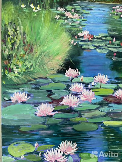Картина маслом на холсте Пруд с кувшинками