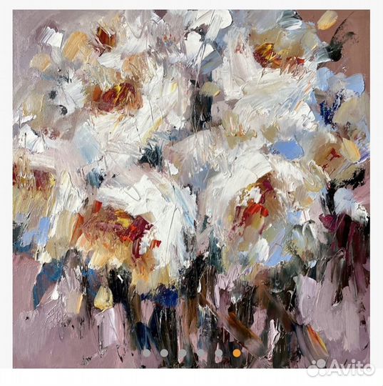 Букет белых цветов картина маслом импрессионизм