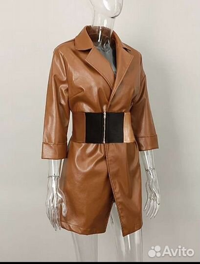 Кожаное Платье Тренч Плащ