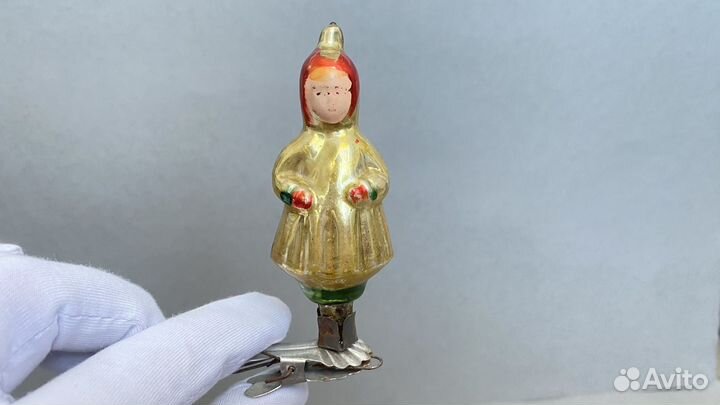 Игрушка стеклянная на прищепке винтаж СССР