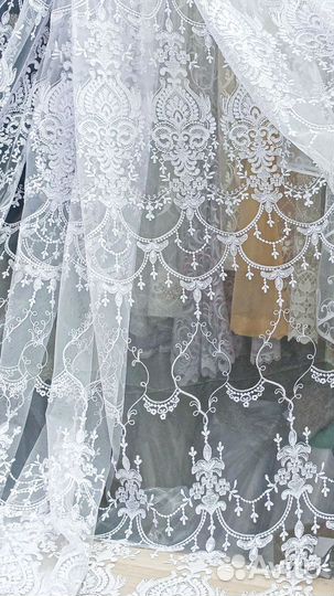 Тюль турецкий люкс с вышивкой. Новый