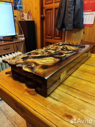 Нарды ручной работы со стеклом