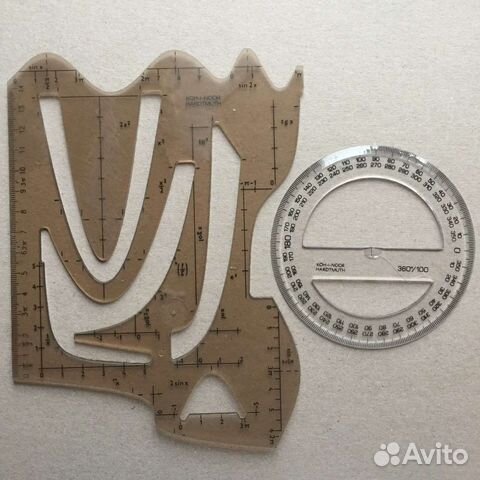 Koh-i-noor 2шт:Трафарет шаблон функций,Транспортир