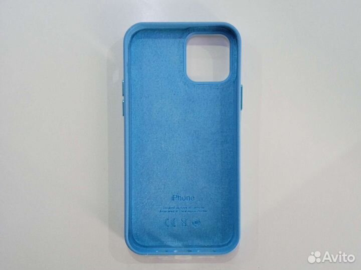 Кожаный чехол на iPhone 12/12 Pro Голубой