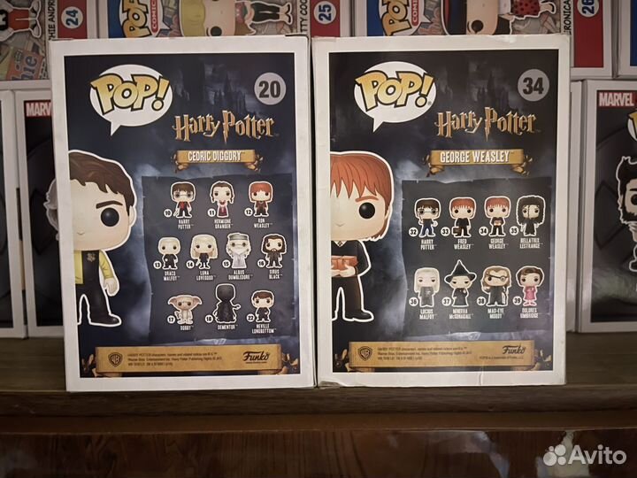 Cedric Diggory 20, George Weasley 34. Funko Pop