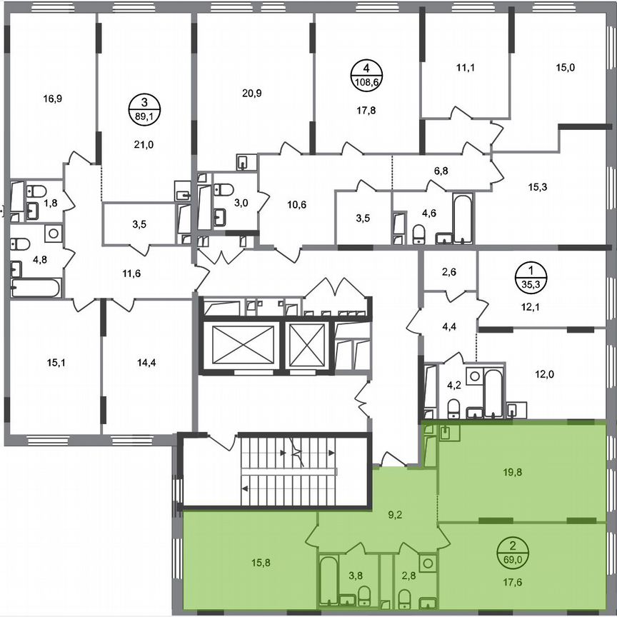 2-к. квартира, 69 м², 10/17 эт.