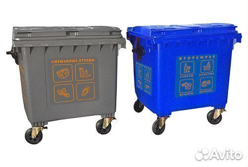 Мусорные контейнеры 1100 с наклейками по брендбуку