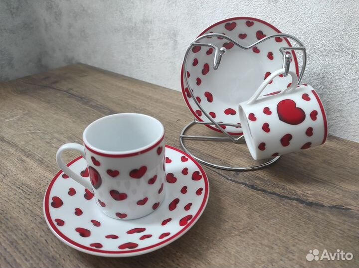 Фарфоровые кофейные пары на подставке