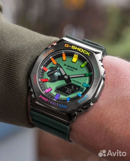 Casio G-Shock GM-2100B-3A Green Rainbow