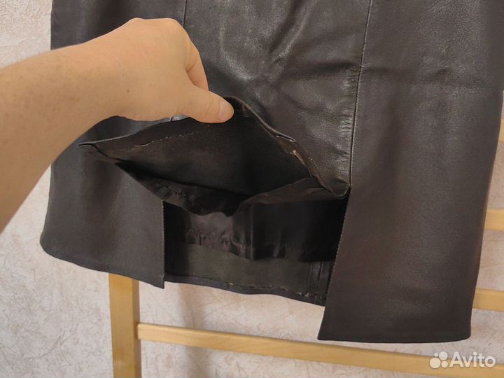 Кожаная юбка винтажная 44 р