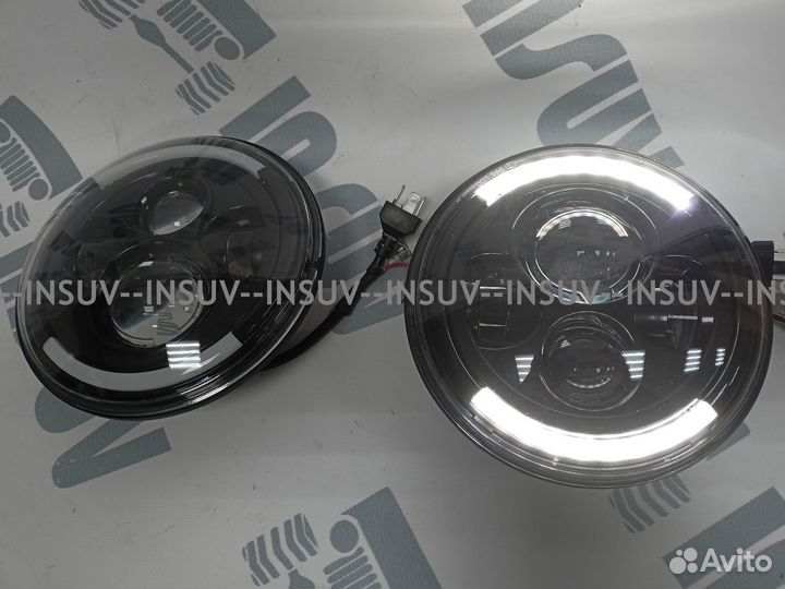 Светодиодные фары Нива (полусферы) +повороты 2x35В