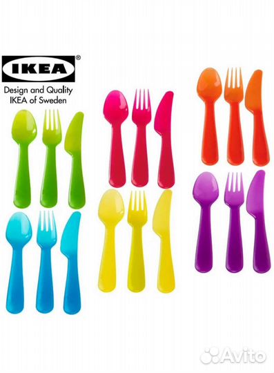 Новый детский набор (ложка, вилка, нож) IKEA