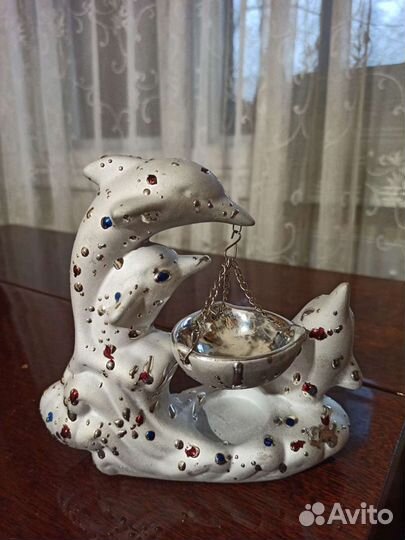 Подсвечник керамика обливная. аромалампа дельфины