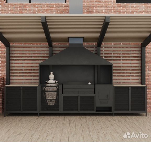 Мангальный комплекс из металла в беседку