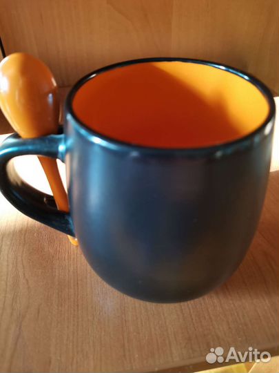 Кружка с ложкой керамическая 360 мл