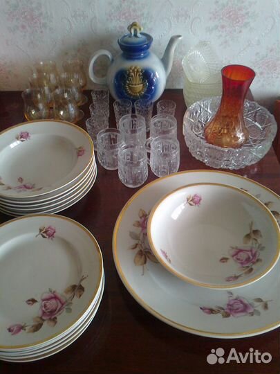 Хрусталь,Цв.Стекло,Фарфор,Вазы,Бокалы,Тарелки,СССР