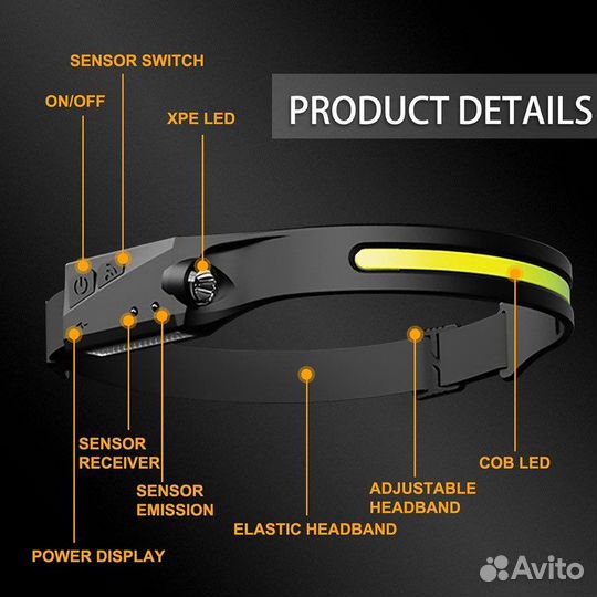 Светодиодный налобный фонарь USB