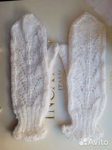 Варежки женские пуховые ажурные