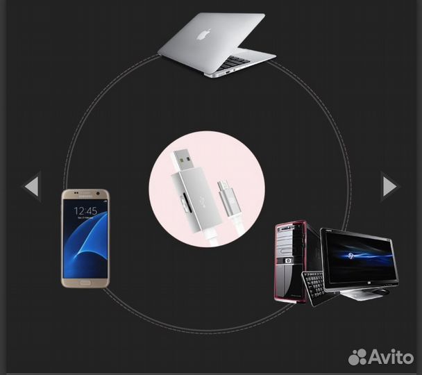 Кабель с карт-ридером Rock Space Micro USB OTG