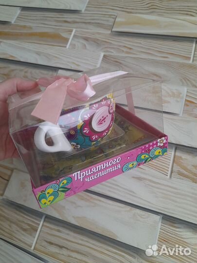 Подарочный набор кружка с блюдцем 150 мл новый