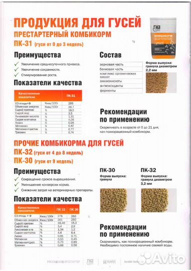 Комбикорм для Уток и Гусей м-н 