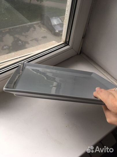 Тарелка менажница керамическая серая