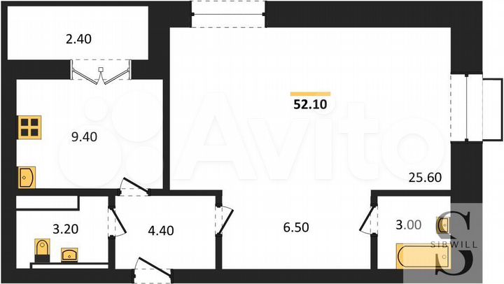 1-к. квартира, 51,9 м², 14/14 эт.