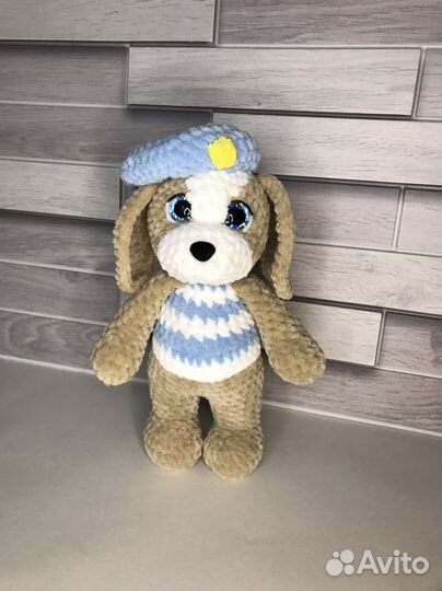 Плюшевая вязаная игрушка Пёсик Рекс