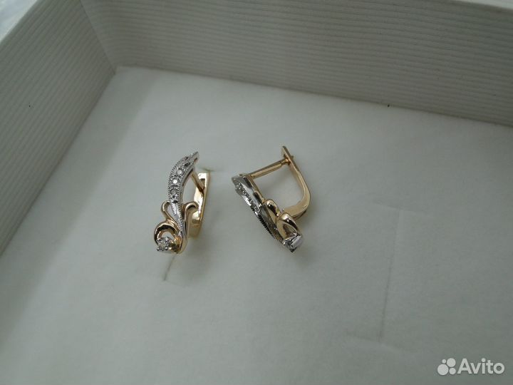 Серьги с бриллиантами, золото 585