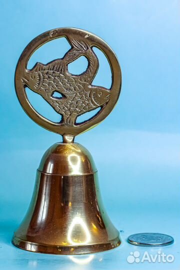 Колокольчик старинный «Две рыбы» латунь