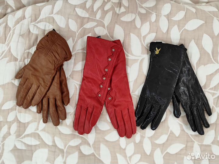 Перчатки женские кожаные
