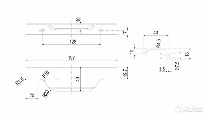 Торцевая ручка 128мм черный матовый tera RT111BL.1