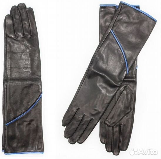 Продам кожаные перчатки женские чёрные удлинённые