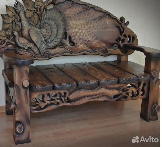 Скамья - скамейка резная дубовая