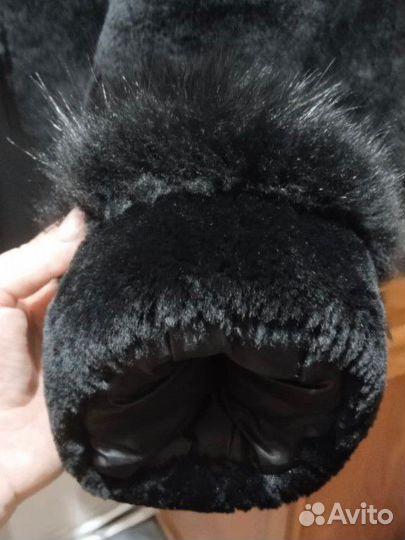 Шуба мутоновая 44 46 с капюшоном